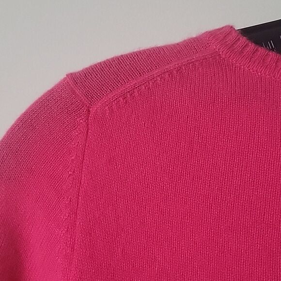 NEW VTG Express Pink XS Cashmere Sweater Cardigan Y2K Coquette Fitted 50s 60s - Picture 13 of 13